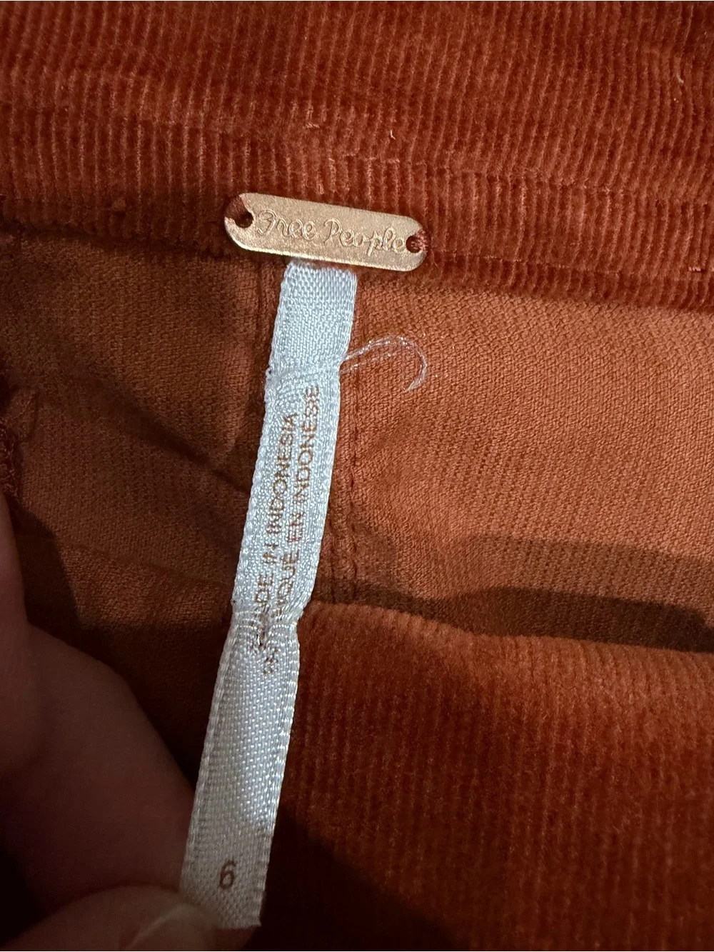 🍂Free People Old School Love Corduroy Overall Pinafore Dress Rust Orange Size 6